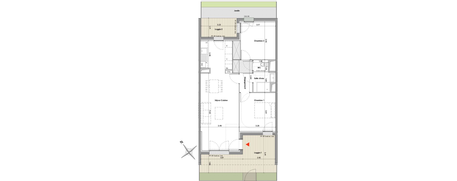 Appartement T3 de 64,63 m2 &agrave; Balma Le vidailhan