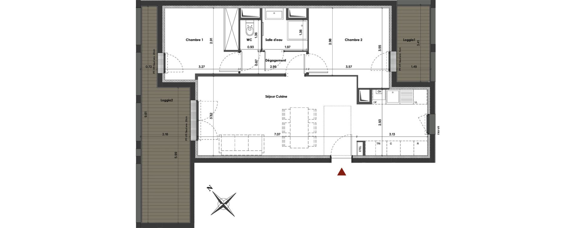 Appartement T3 de 62,08 m2 &agrave; Balma Le vidailhan
