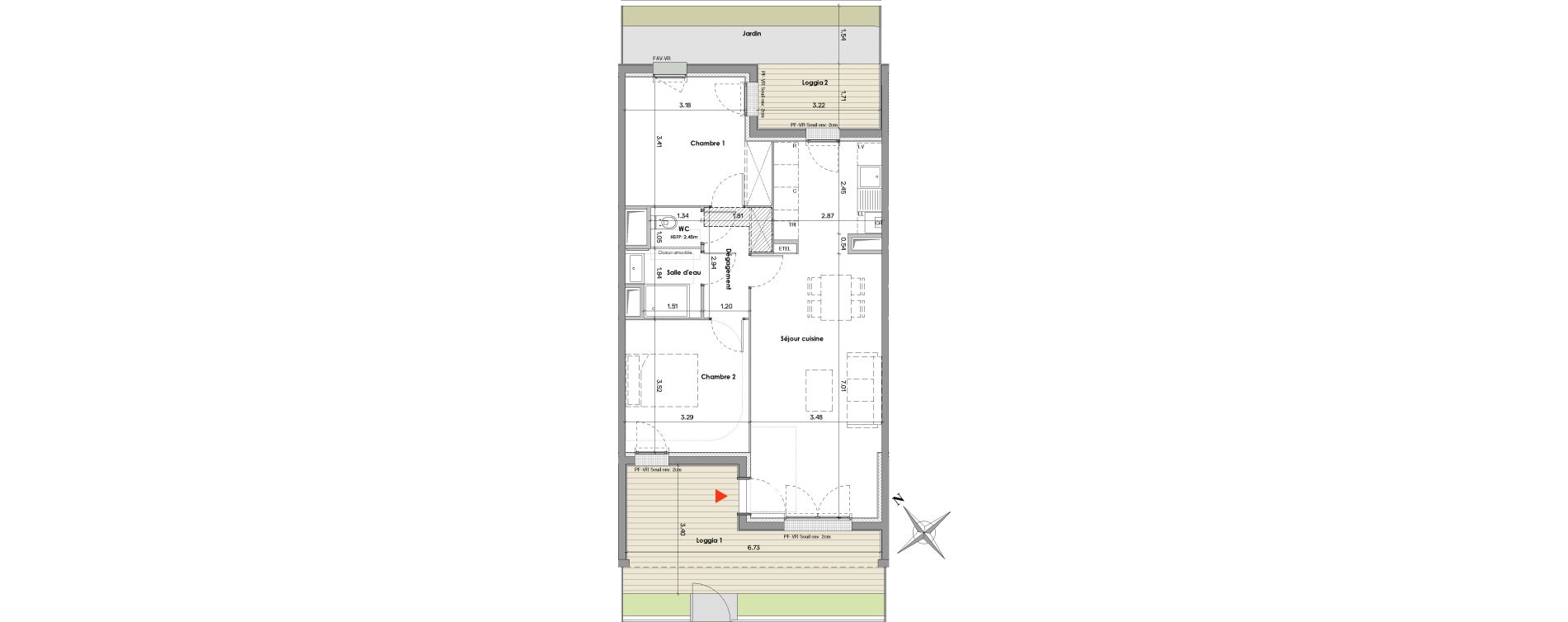 Appartement T3 de 64,60 m2 &agrave; Balma Le vidailhan
