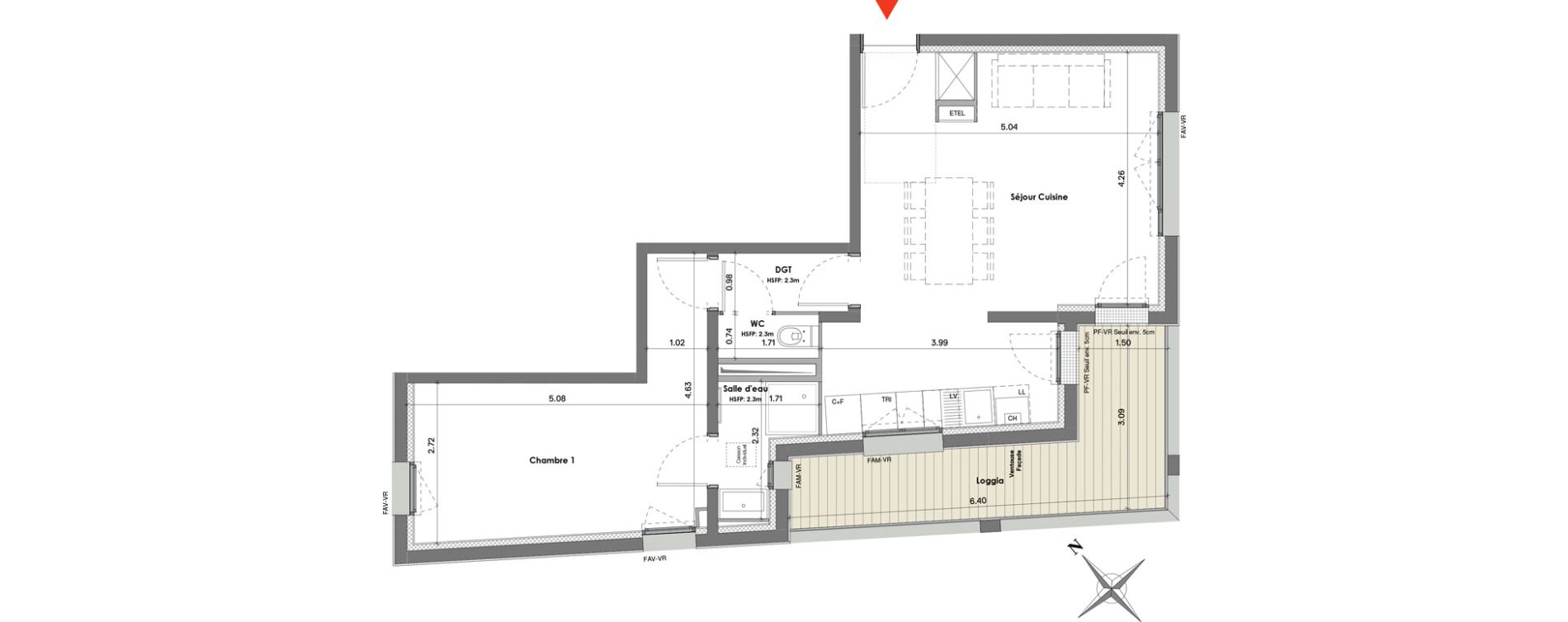 Appartement T2 de 50,40 m2 &agrave; Balma Le vidailhan