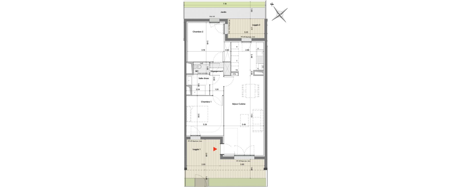 Appartement T3 de 64,87 m2 &agrave; Balma Le vidailhan