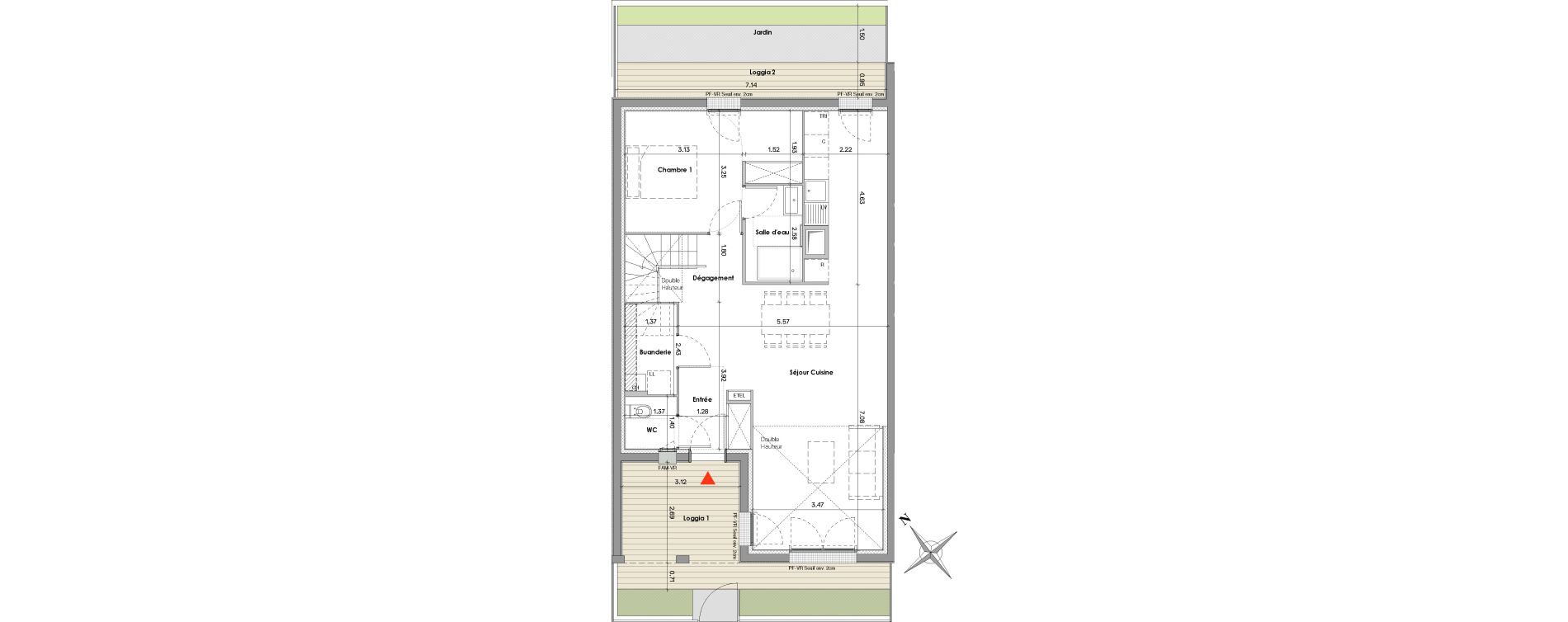 Duplex T5 de 121,68 m2 &agrave; Balma Le vidailhan