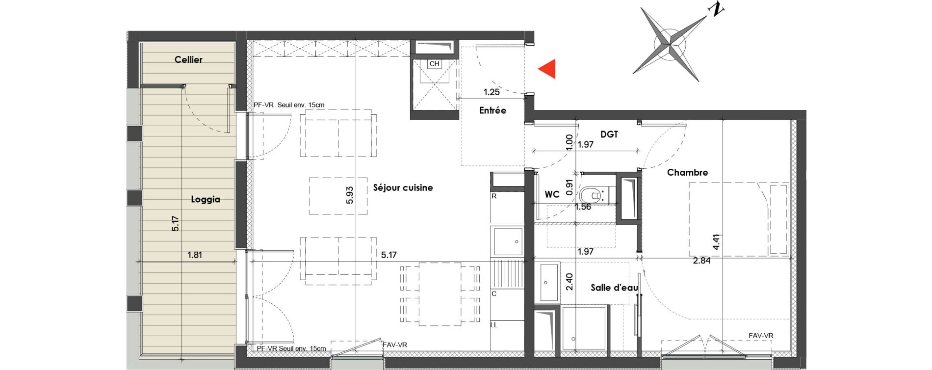Appartement T2 de 49,98 m2 &agrave; Balma Le vidailhan