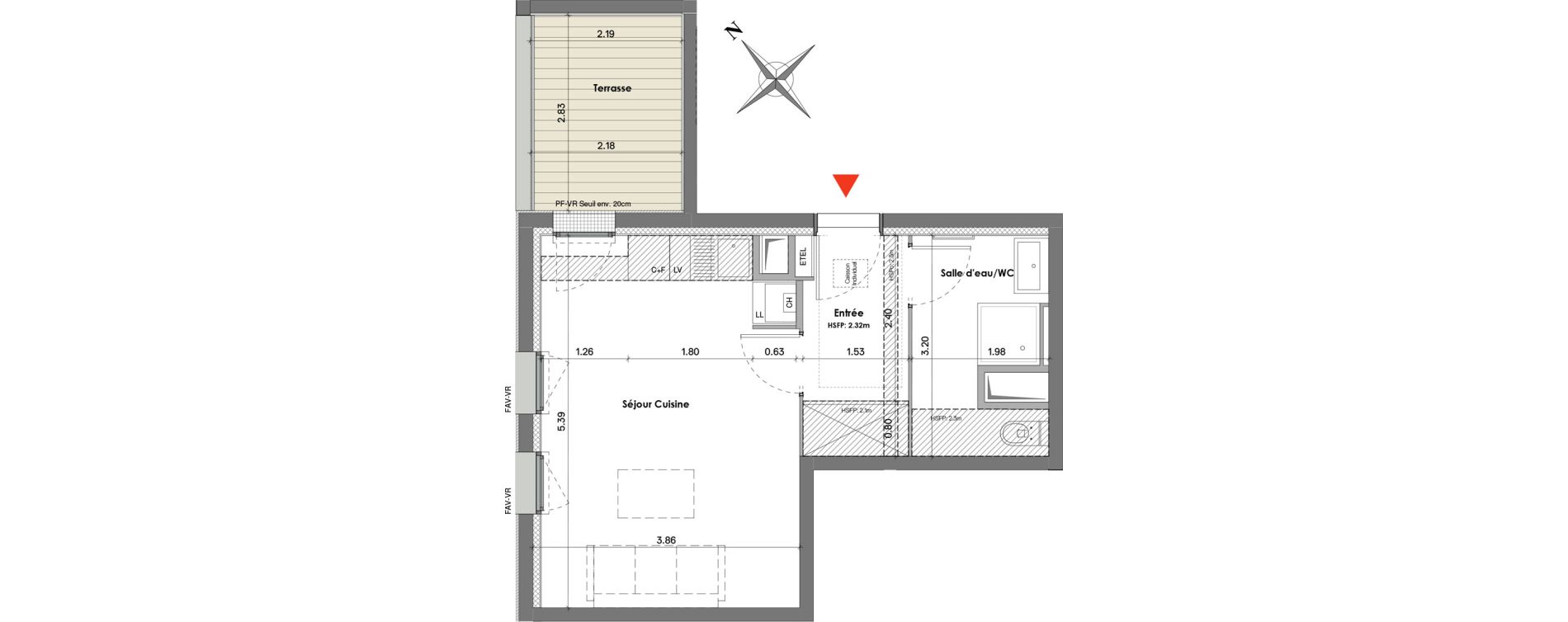Appartement T1 de 29,97 m2 &agrave; Balma Le vidailhan
