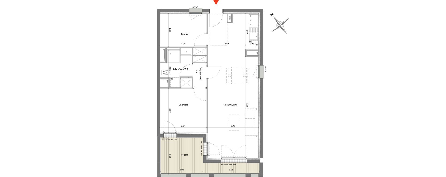 Appartement T2 de 58,07 m2 &agrave; Balma Le vidailhan