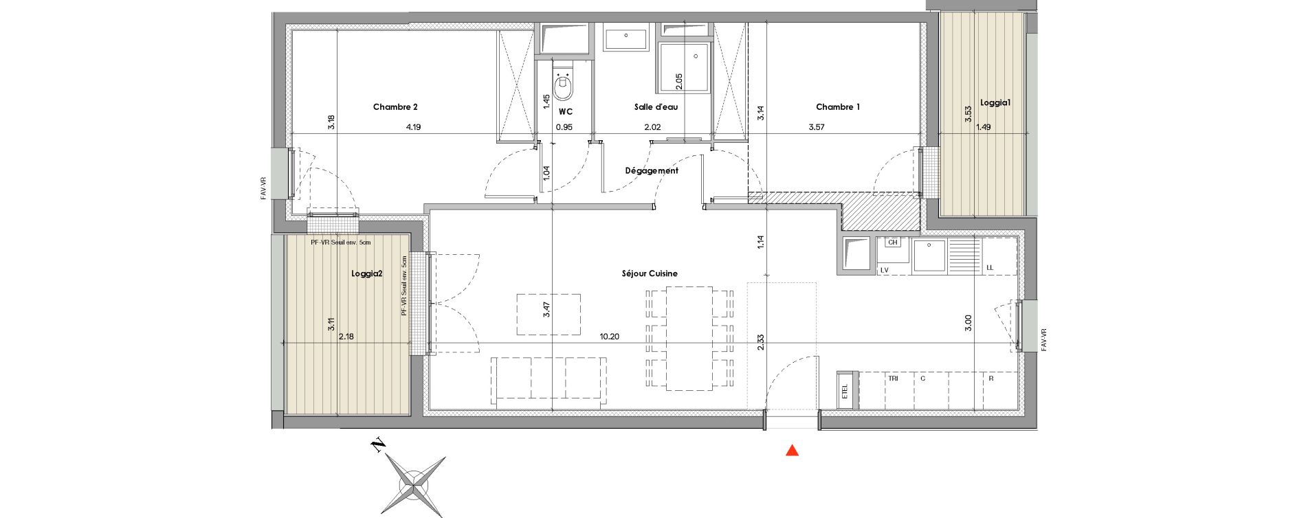 Appartement T3 de 66,23 m2 &agrave; Balma Le vidailhan