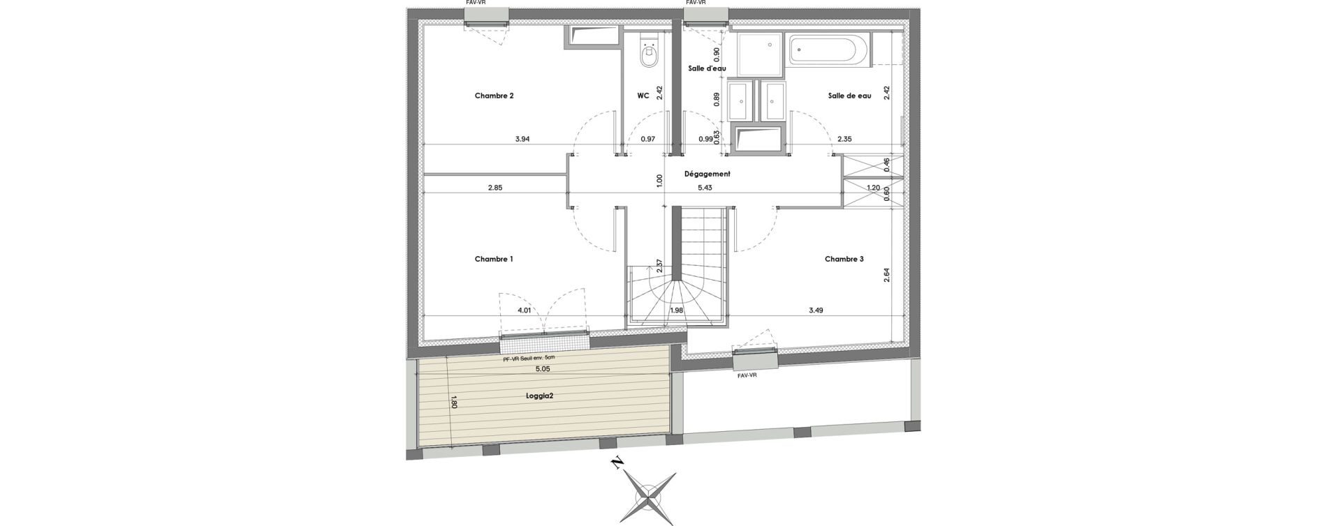 Duplex T4 de 85,52 m2 &agrave; Balma Le vidailhan