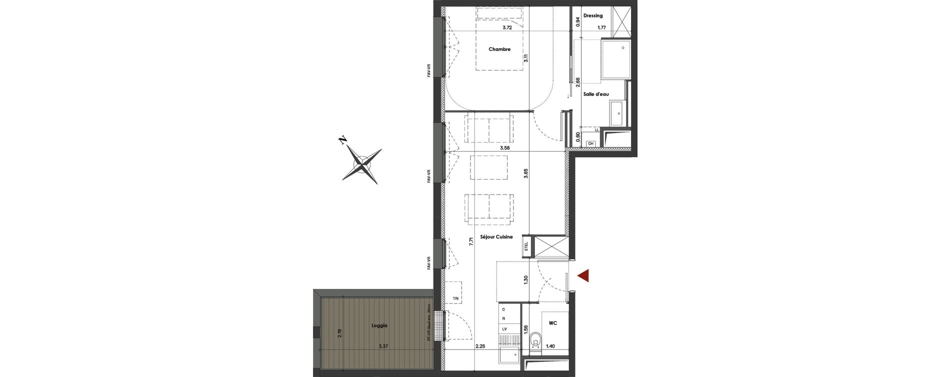Appartement T2 de 45,08 m2 &agrave; Balma Le vidailhan