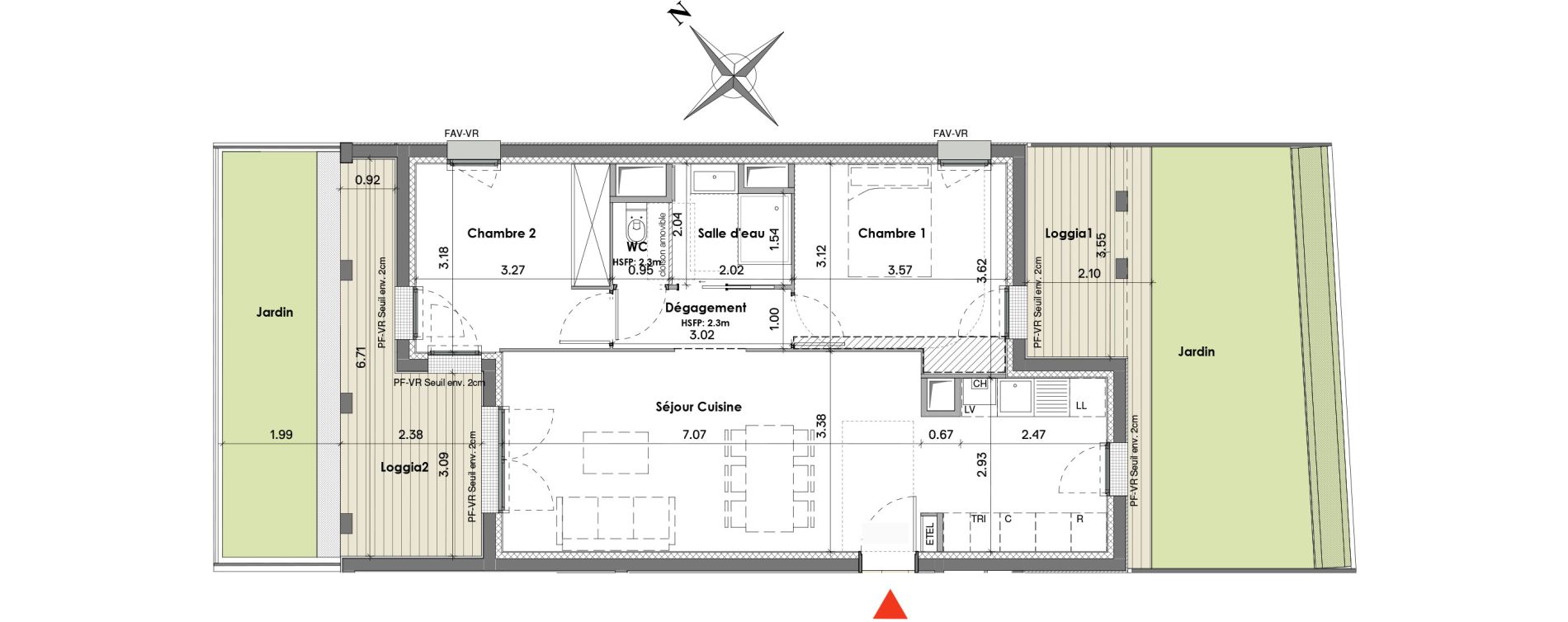 Appartement T3 de 62,44 m2 &agrave; Balma Le vidailhan