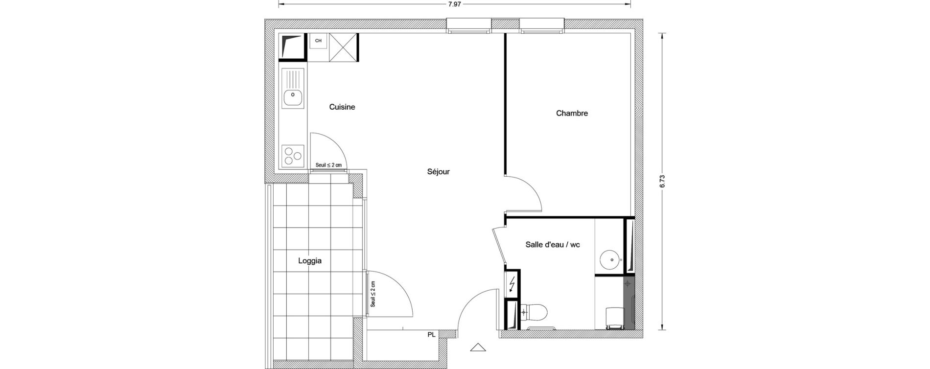 Appartement T2 de 45,97 m2 &agrave; Balma Centre