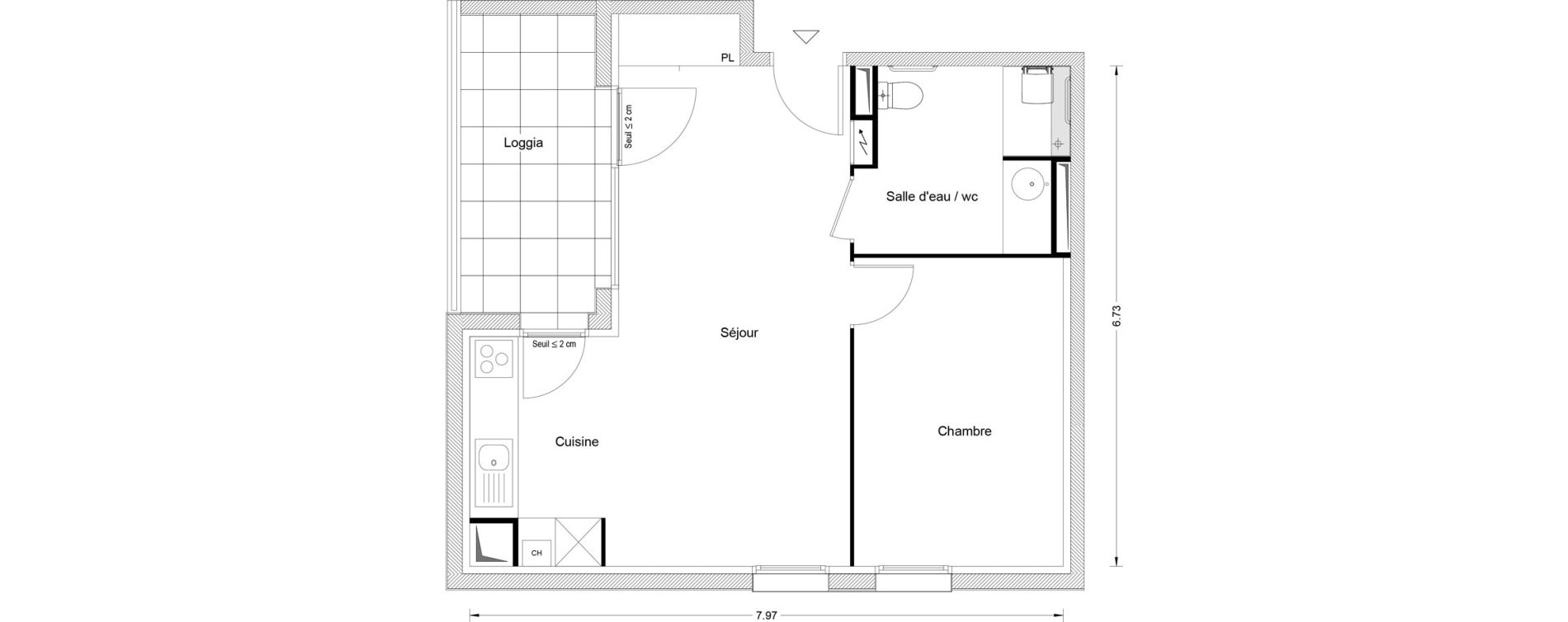 Appartement T2 de 45,97 m2 &agrave; Balma Centre