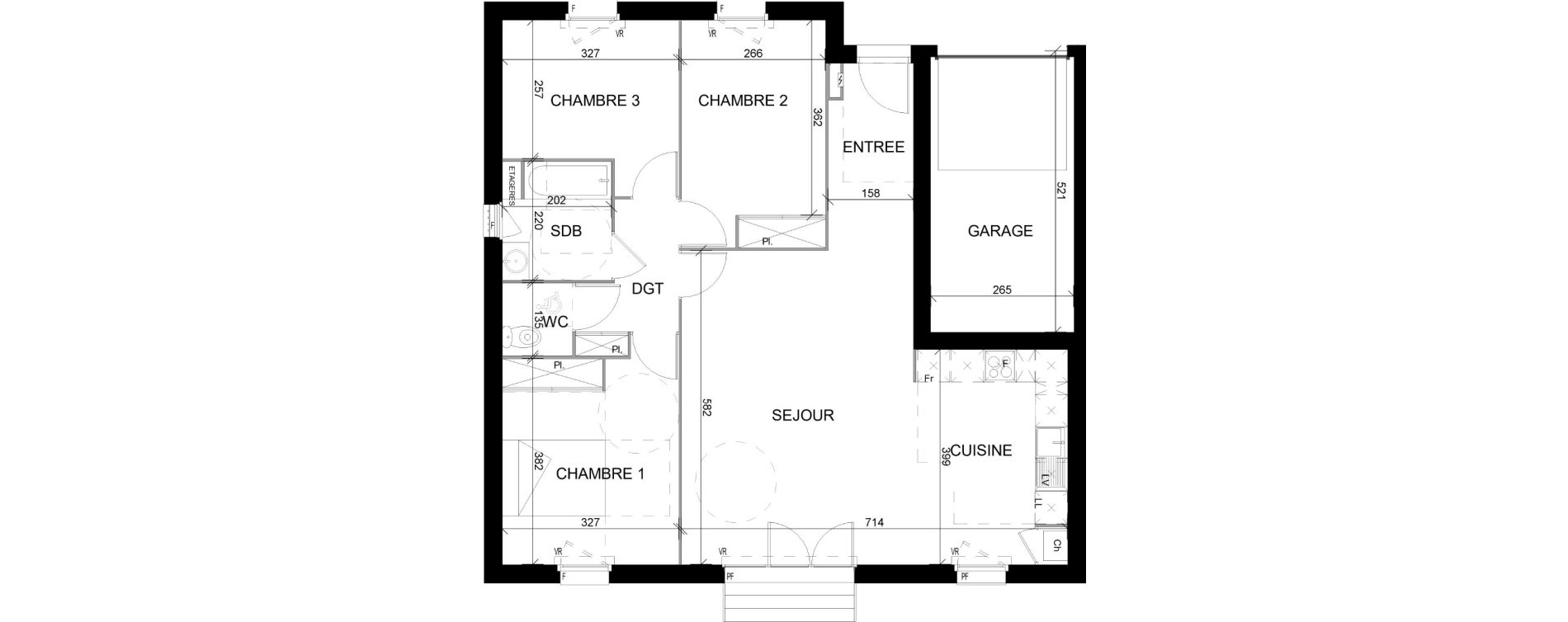 Maison T4 de 84,55 m2 &agrave; Bazi&egrave;ge Centre