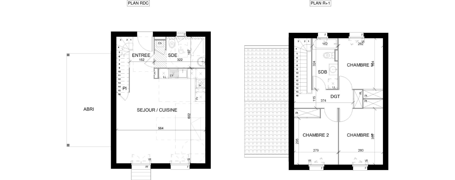 Maison T4 de 82,75 m2 &agrave; Bazi&egrave;ge Centre
