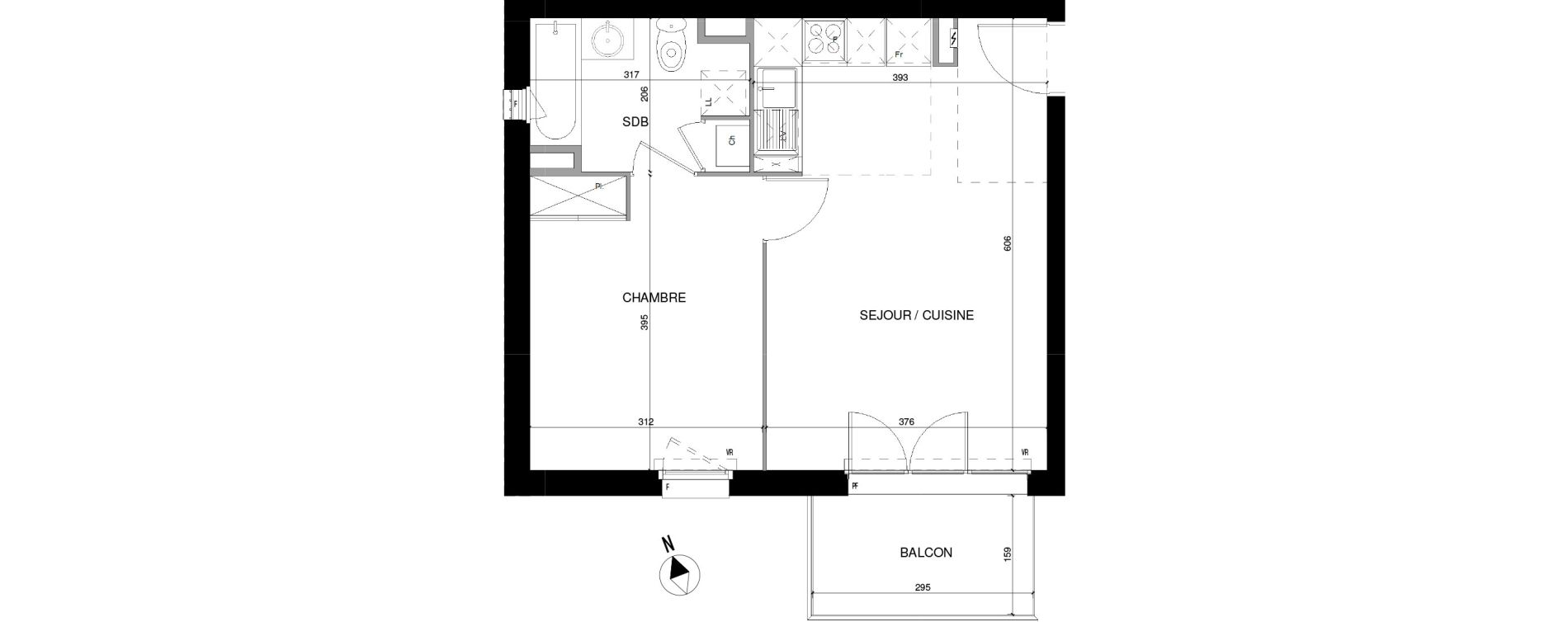 Appartement T2 de 40,30 m2 &agrave; Bazi&egrave;ge Centre