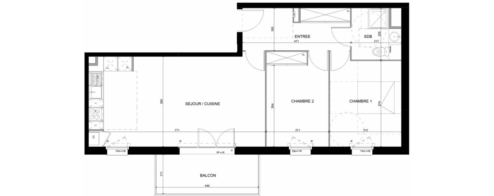 Appartement T3 de 66,00 m2 &agrave; Bazi&egrave;ge Centre