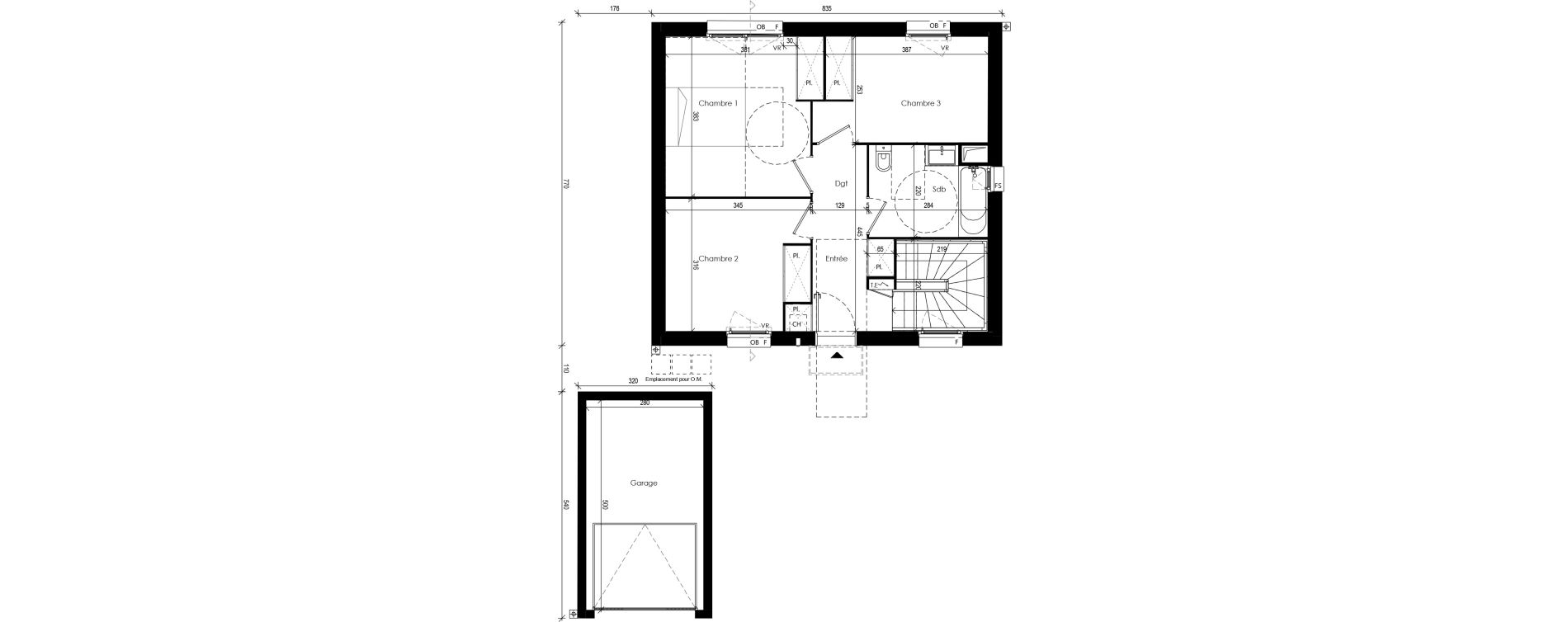 Maison T4 de 96,62 m2 &agrave; Beaupuy Centre
