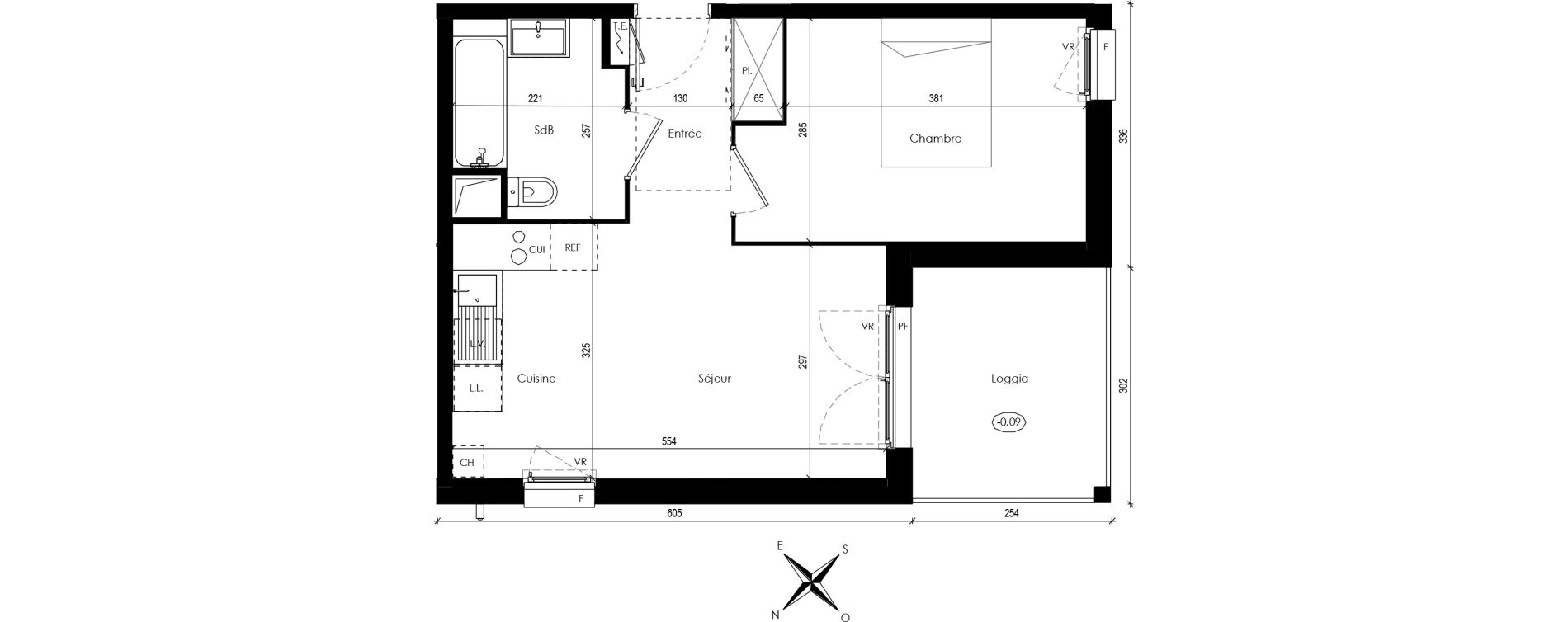 Appartement T2 de 38,55 m2 &agrave; Beaupuy Centre