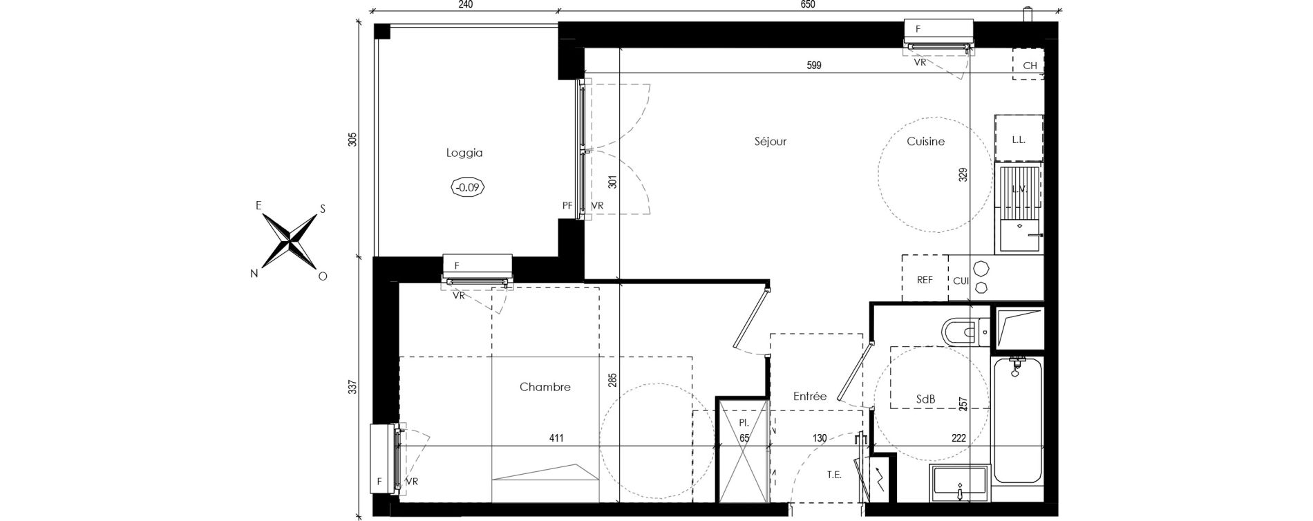 Appartement T2 de 40,90 m2 &agrave; Beaupuy Centre