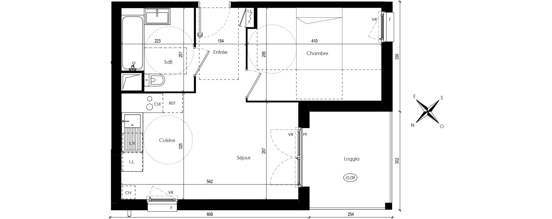 Appartement T2 de 37,80 m2 &agrave; Beaupuy Centre