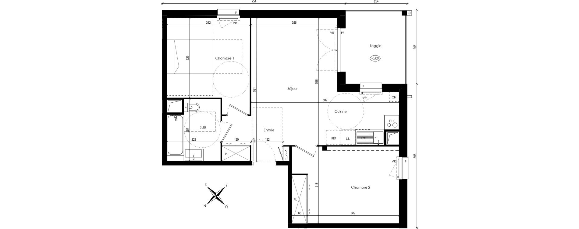 Appartement T3 de 58,23 m2 &agrave; Beaupuy Centre