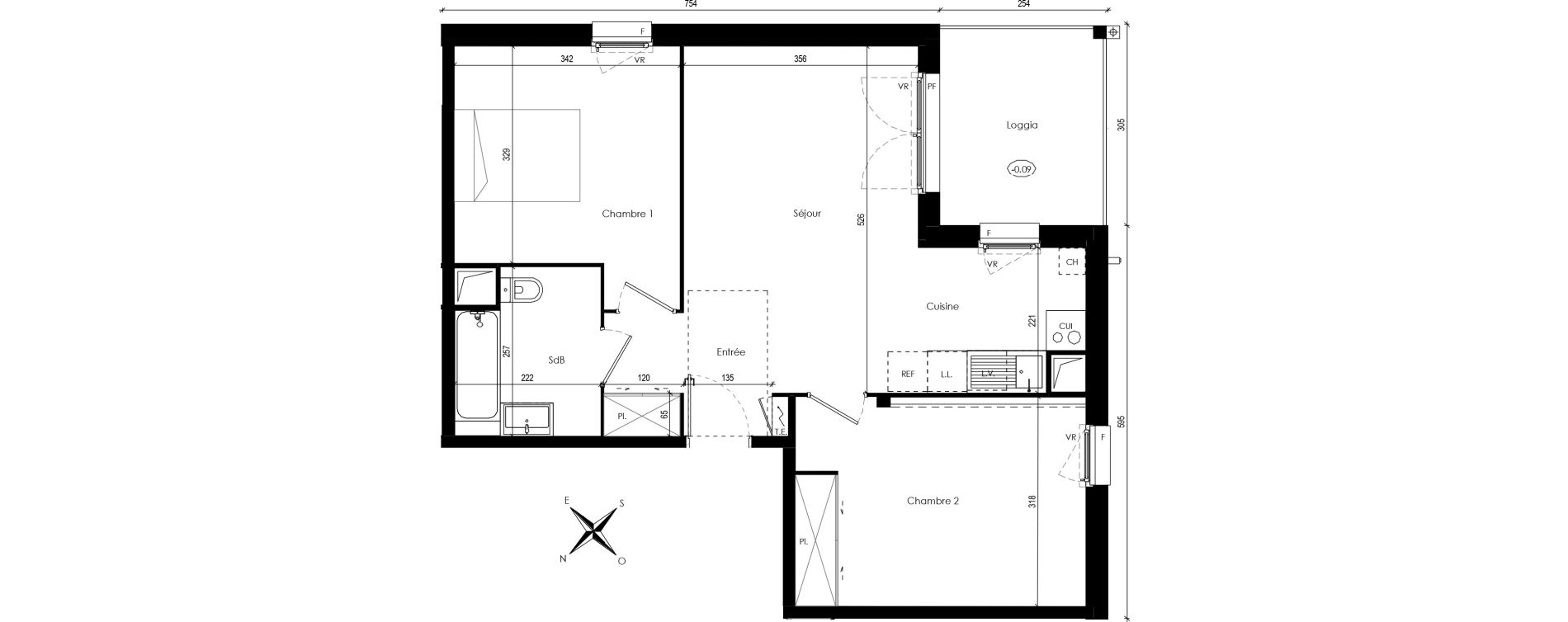 Appartement T3 de 58,23 m2 &agrave; Beaupuy Centre
