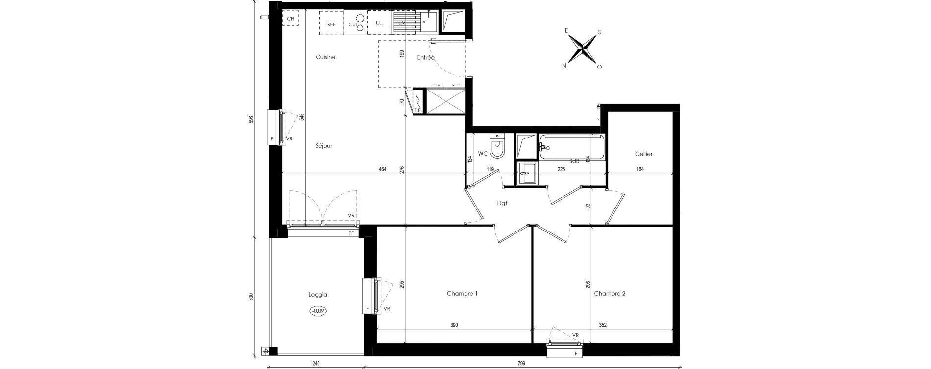 Appartement T3 de 58,44 m2 &agrave; Beaupuy Centre