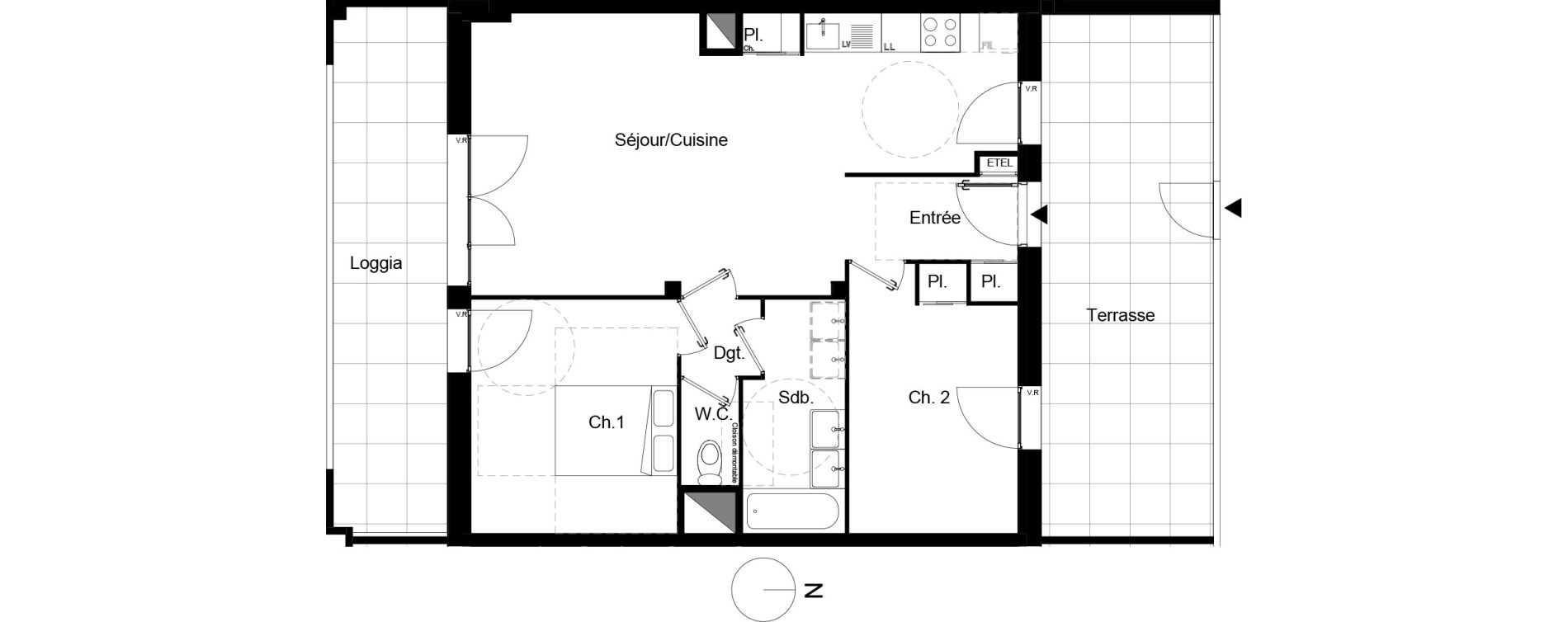 Appartement T3 de 66,02 m2 &agrave; Beauzelle Zac andromede