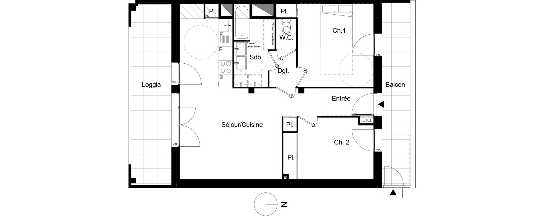 Appartement T3 de 62,26 m2 &agrave; Beauzelle Zac andromede
