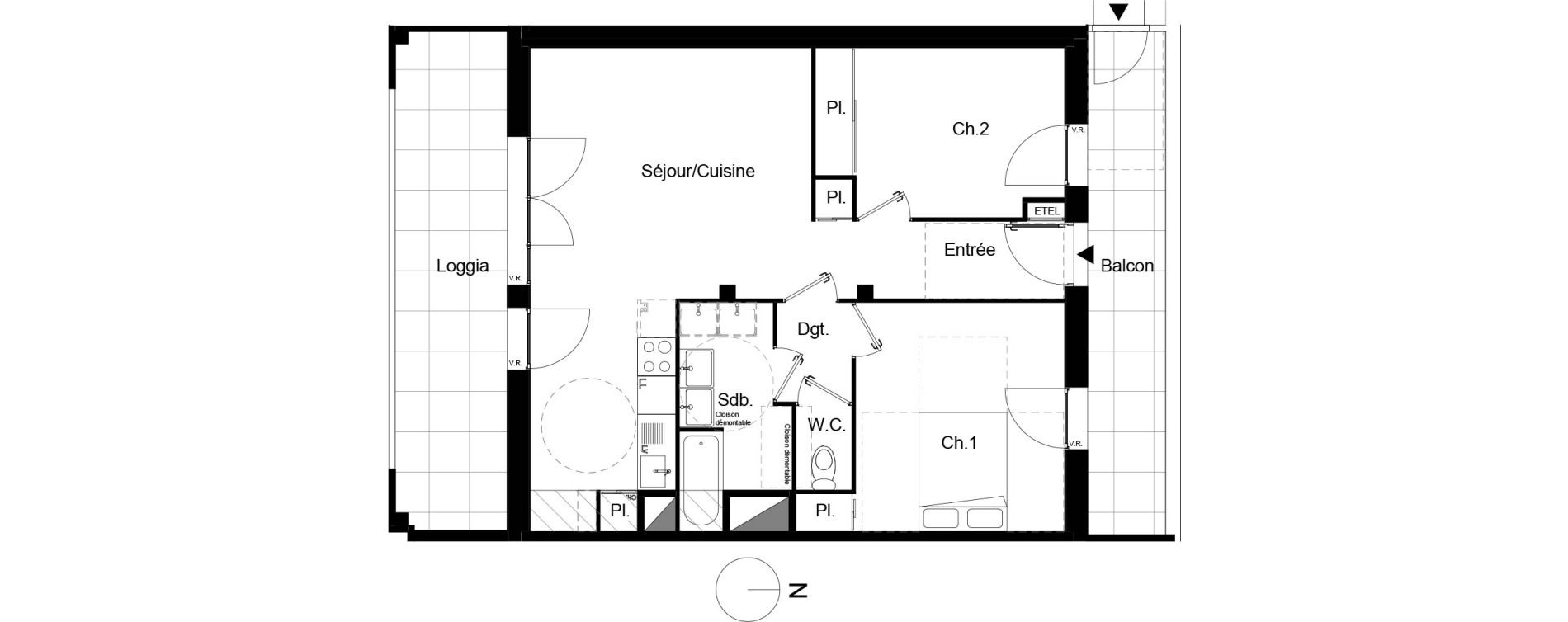 Appartement T3 de 62,63 m2 &agrave; Beauzelle Zac andromede