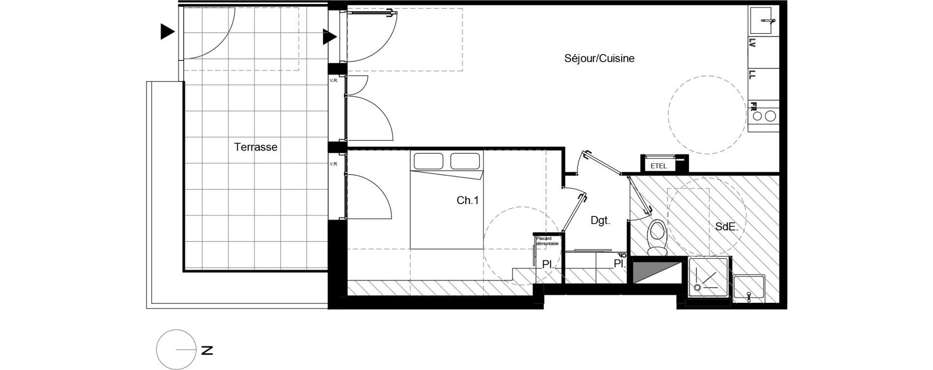 Appartement T2 de 44,13 m2 &agrave; Beauzelle Zac andromede