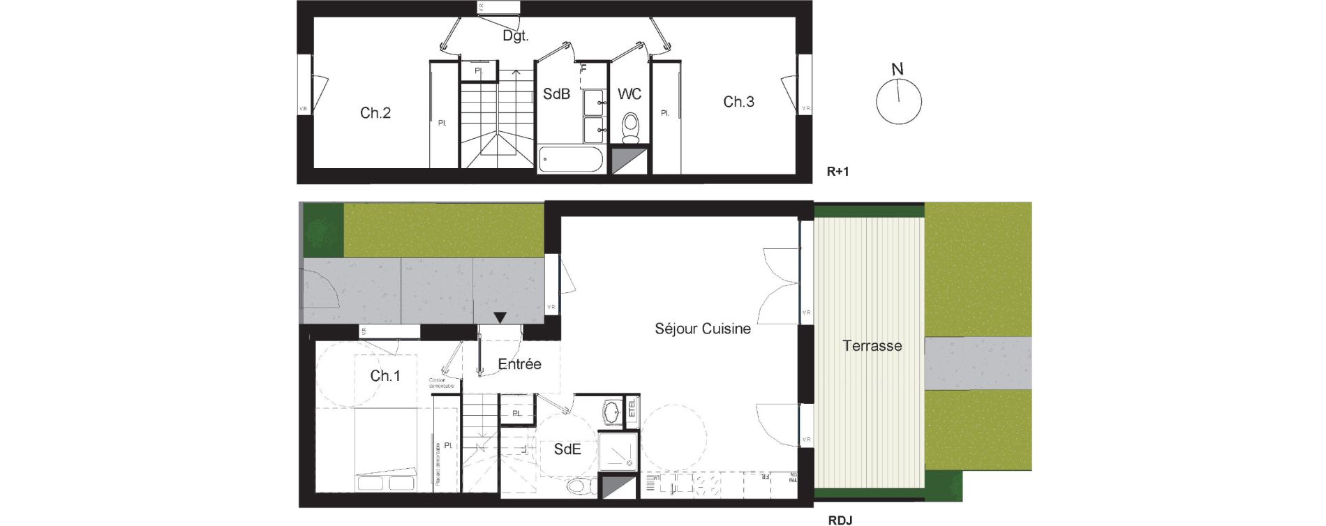 Villa T4 de 83,76 m2 &agrave; Beauzelle Zac andromede