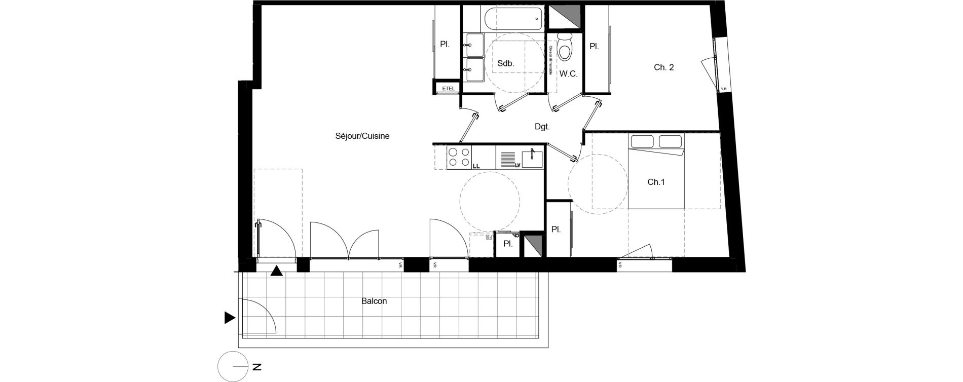 Appartement T3 de 70,77 m2 &agrave; Beauzelle Zac andromede