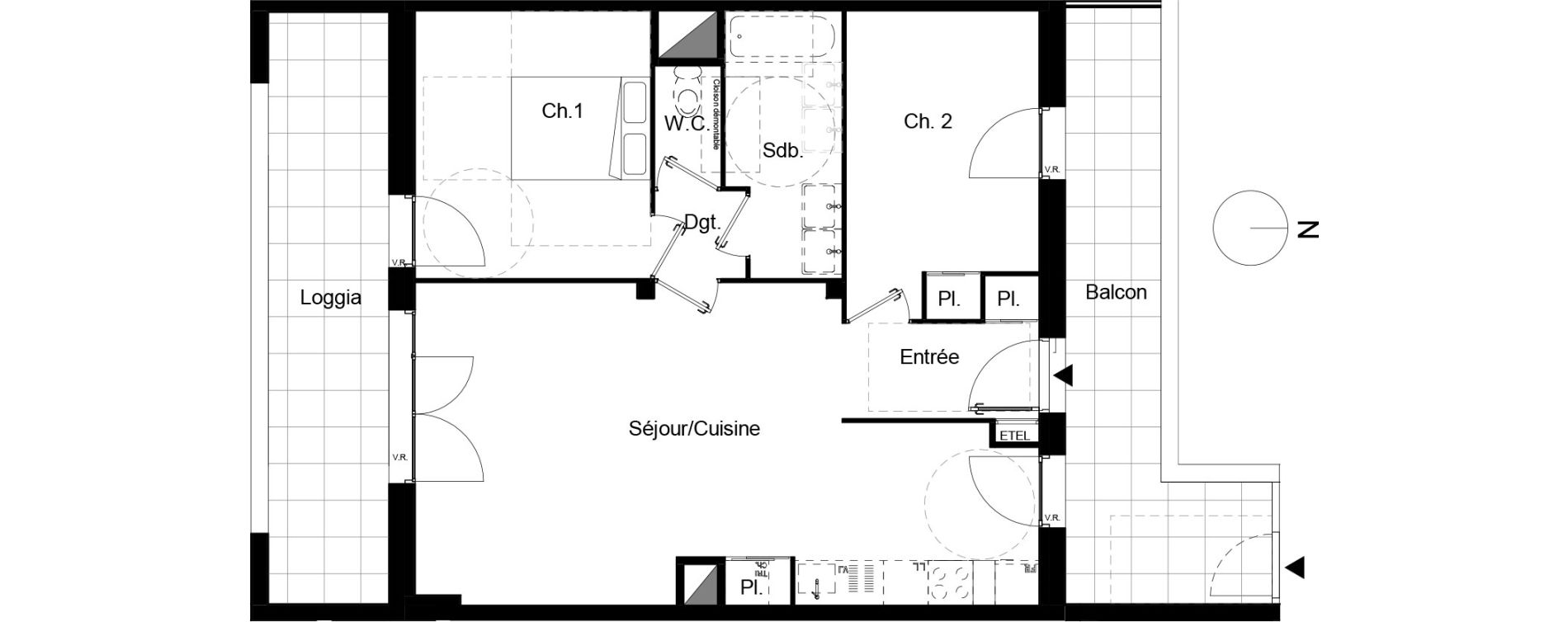 Appartement T3 de 66,03 m2 &agrave; Beauzelle Zac andromede