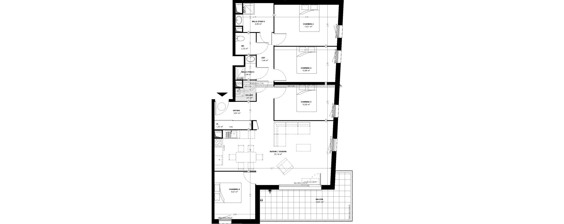 Appartement T5 de 99,97 m2 &agrave; Beauzelle Zac andromede