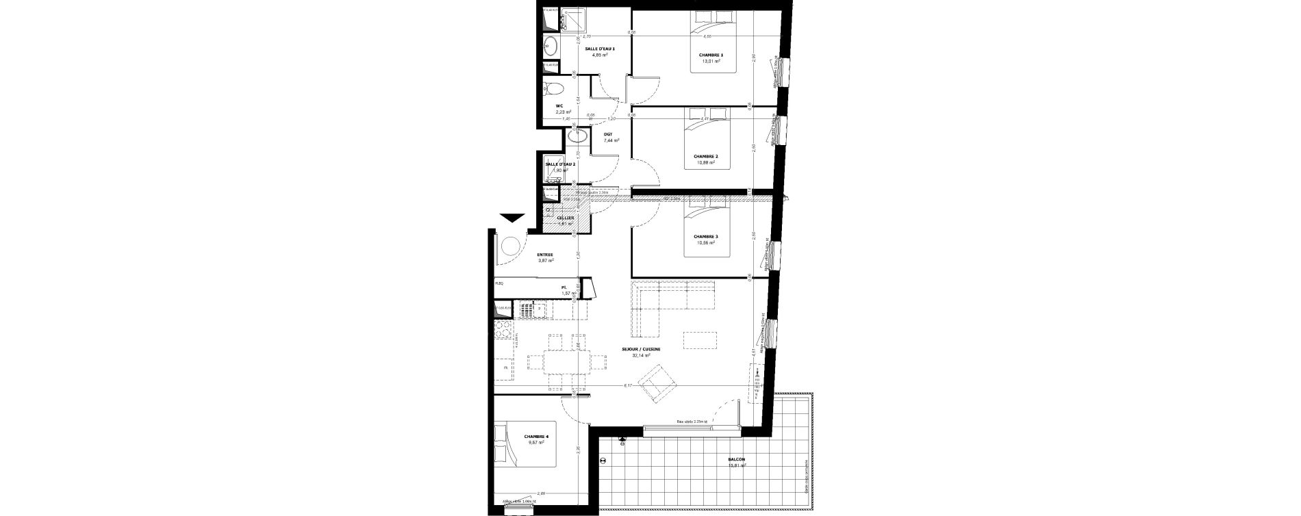 Appartement T5 de 99,93 m2 &agrave; Beauzelle Zac andromede