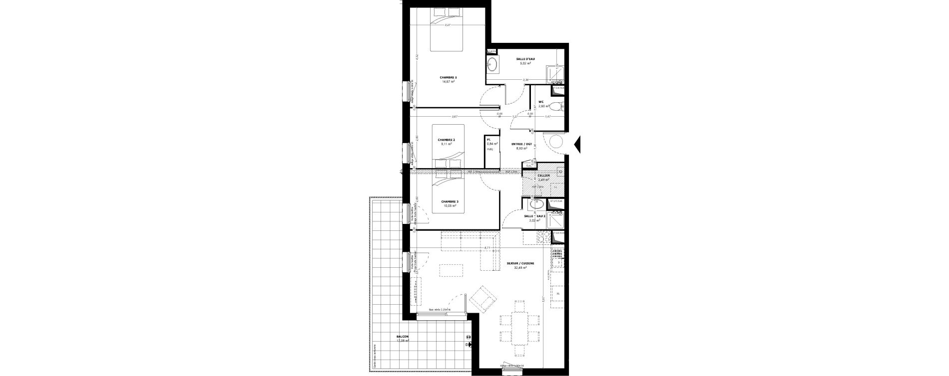 Appartement T4 de 88,22 m2 &agrave; Beauzelle Zac andromede
