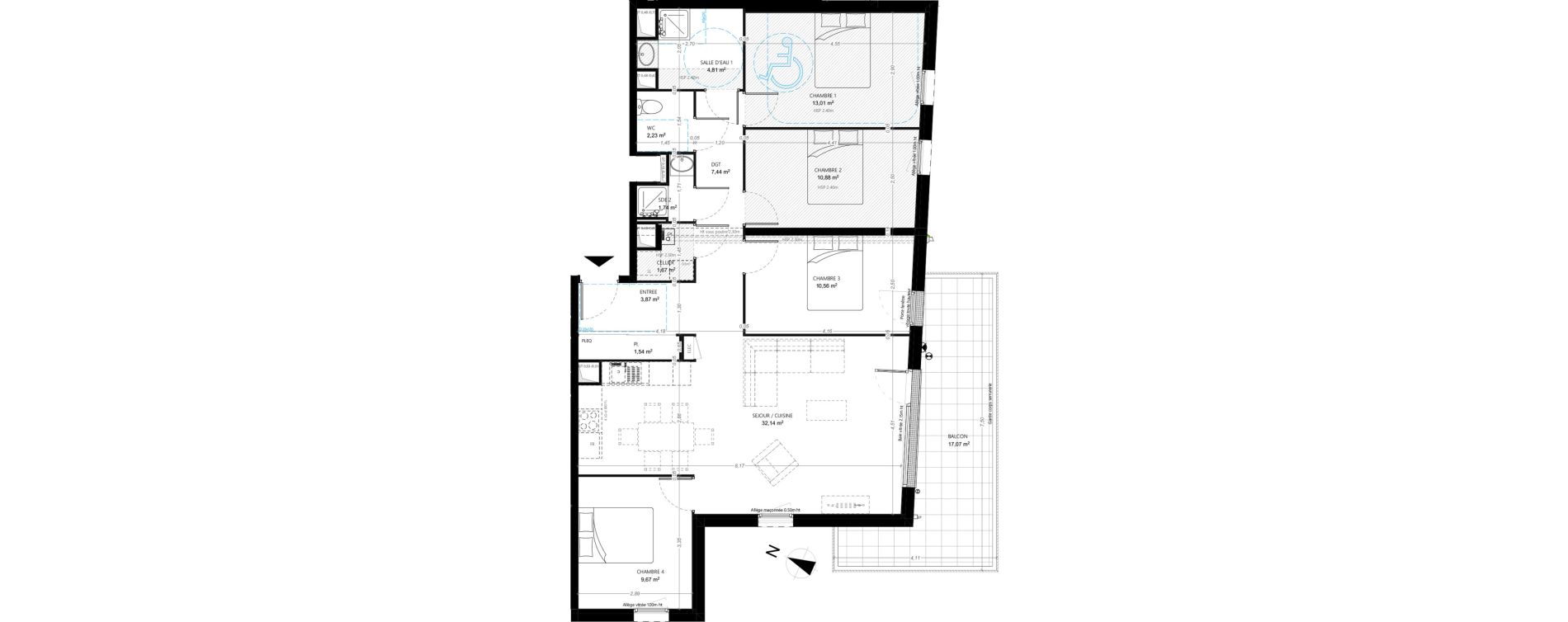 Appartement T5 de 99,56 m2 &agrave; Beauzelle Zac andromede