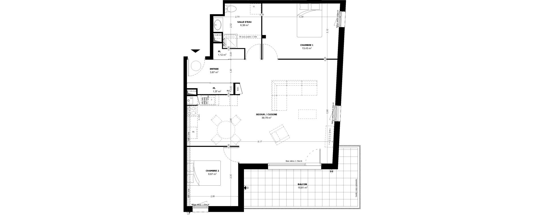 Appartement T3 de 75,64 m2 &agrave; Beauzelle Zac andromede