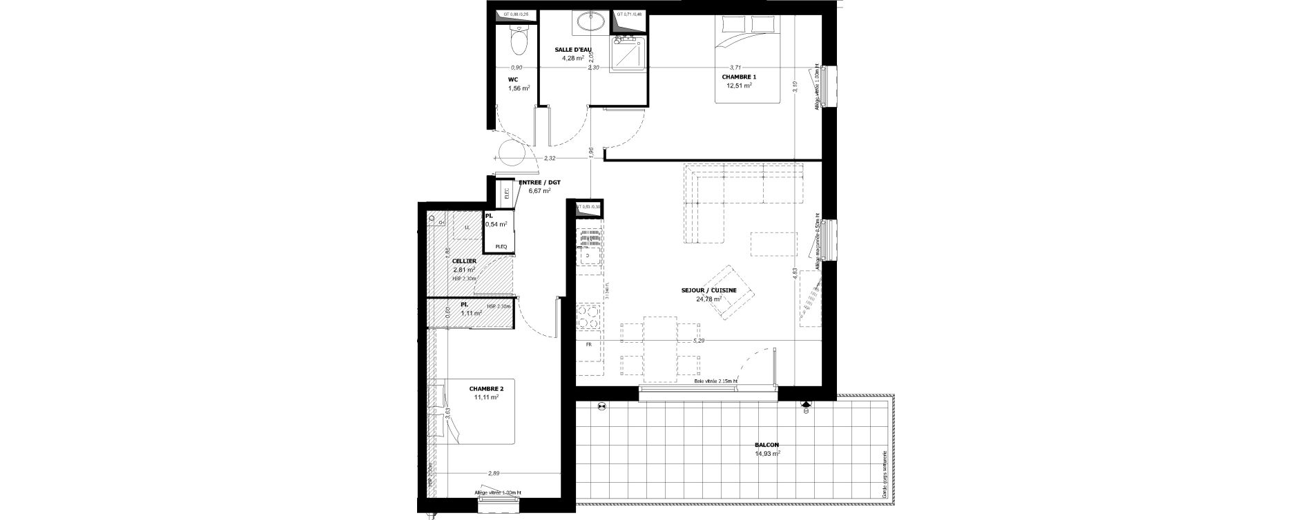 Appartement T3 de 65,37 m2 &agrave; Beauzelle Zac andromede