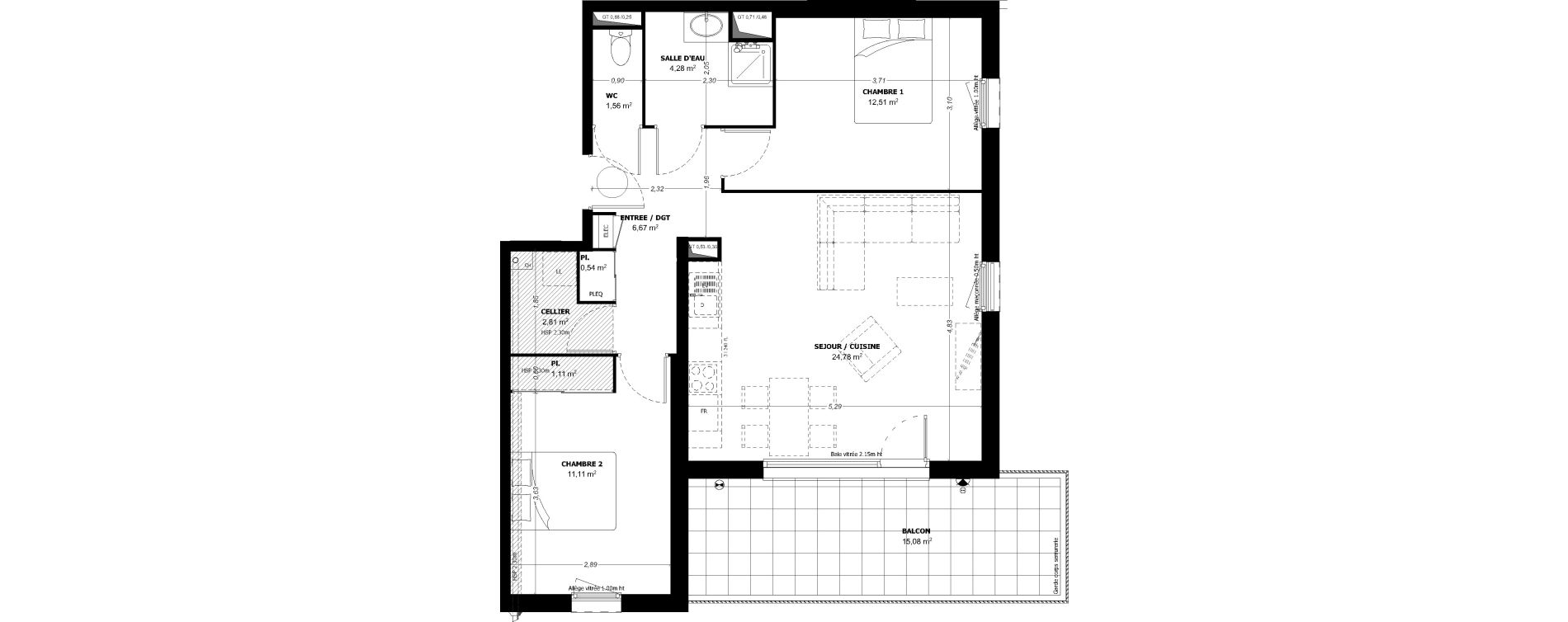 Appartement T3 de 65,37 m2 &agrave; Beauzelle Zac andromede