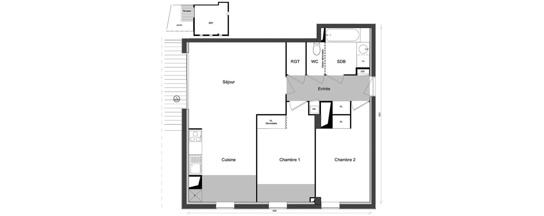 Appartement T3 de 68,01 m2 &agrave; Beauzelle Zac andromede