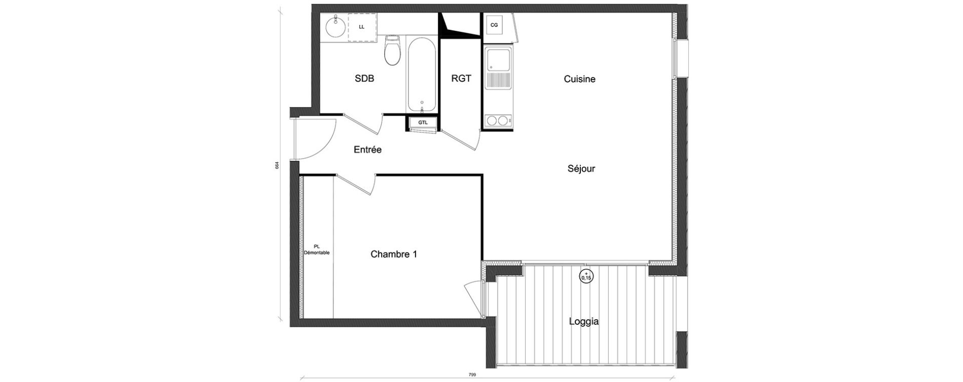 Appartement T2 de 45,64 m2 &agrave; Beauzelle Zac andromede