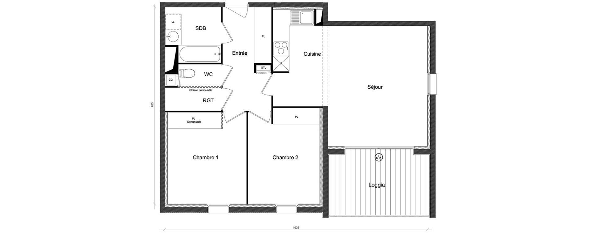 Appartement T3 de 65,06 m2 &agrave; Beauzelle Zac andromede