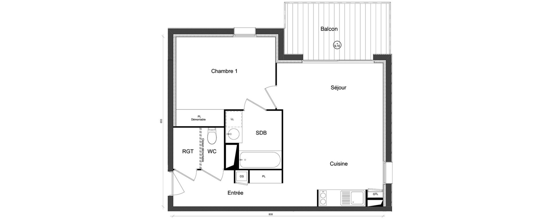 Appartement T2 de 46,37 m2 &agrave; Beauzelle Zac andromede