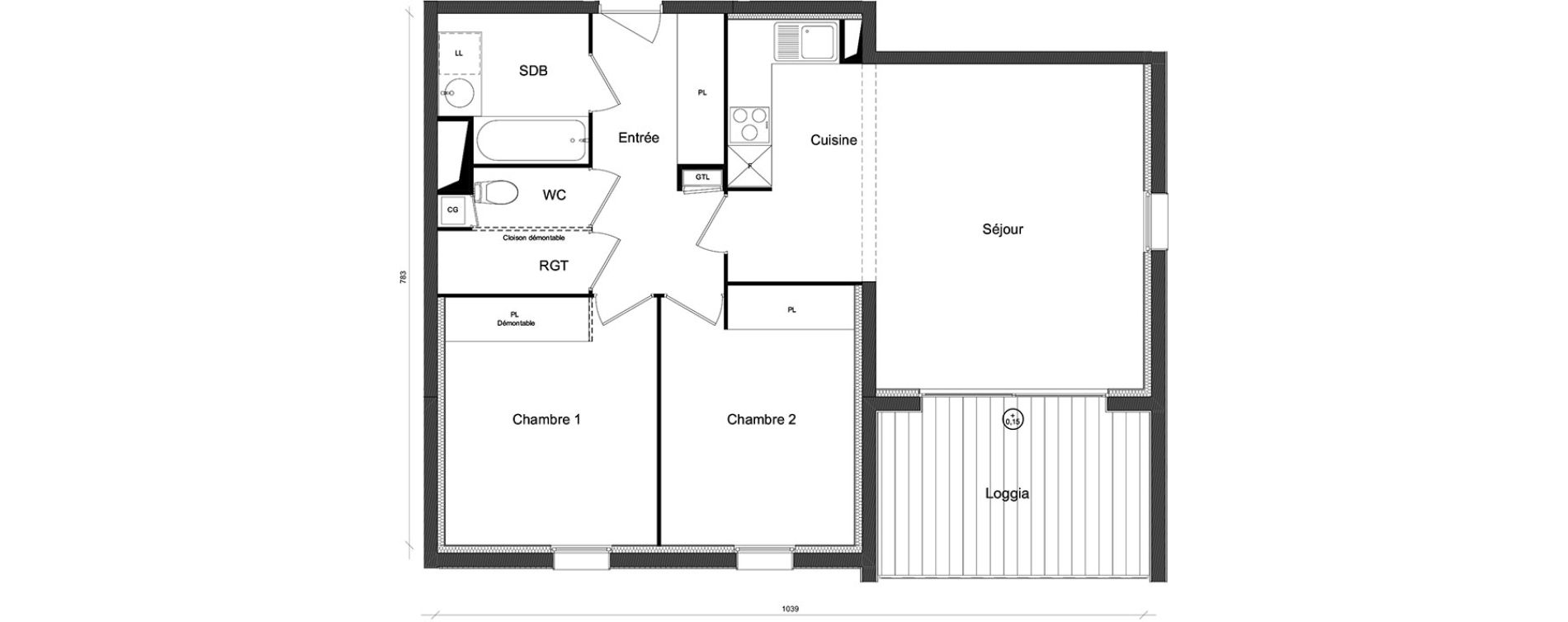 Appartement T3 de 65,06 m2 &agrave; Beauzelle Zac andromede