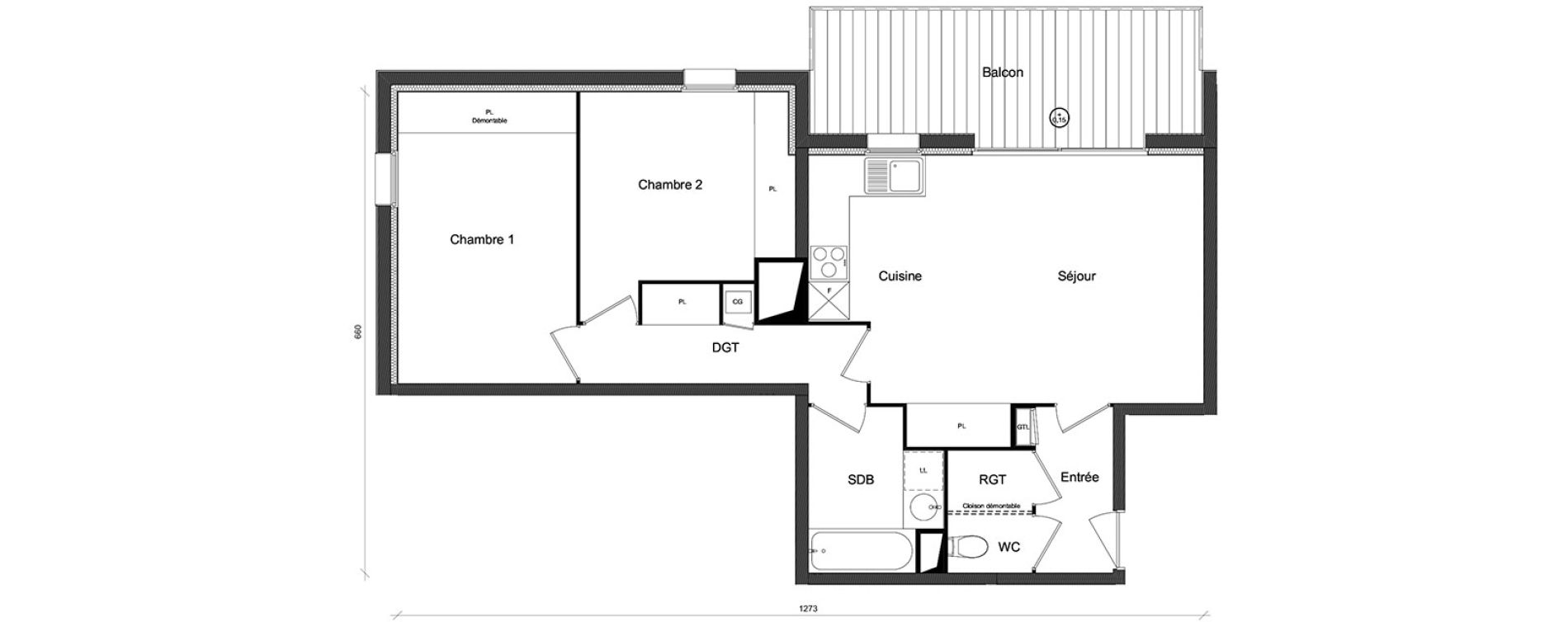 Appartement T3 de 64,12 m2 &agrave; Beauzelle Zac andromede