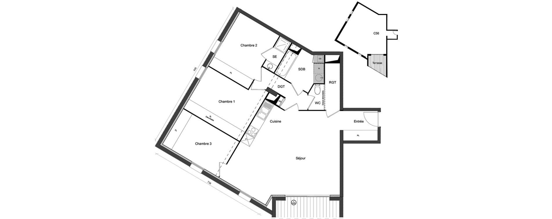 Appartement T4 de 86,70 m2 &agrave; Beauzelle Zac andromede