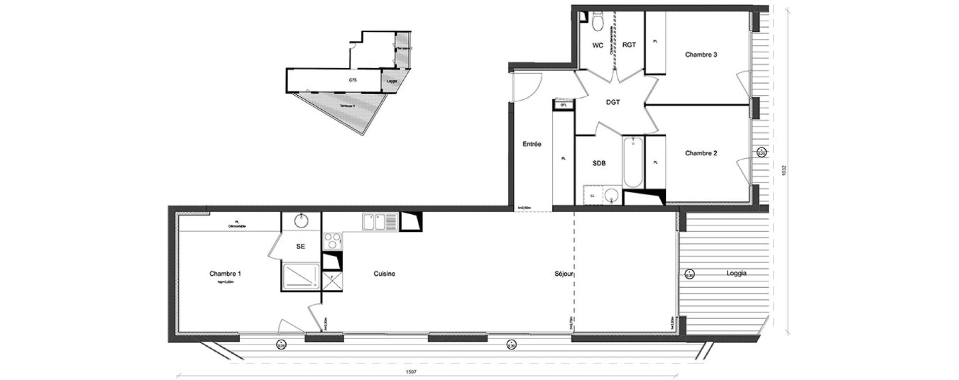 Appartement T4 de 101,32 m2 &agrave; Beauzelle Zac andromede