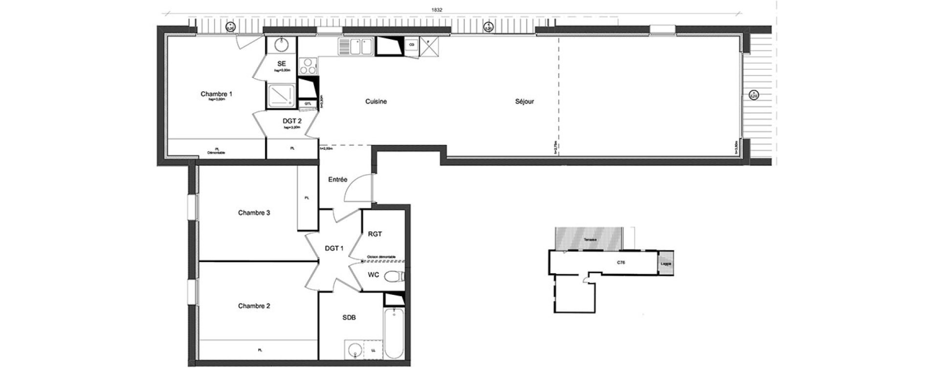 Appartement T4 de 106,75 m2 &agrave; Beauzelle Zac andromede