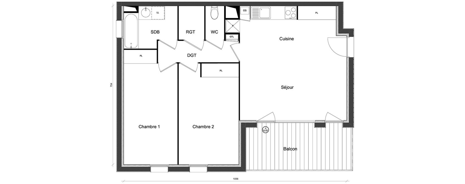 Appartement T3 de 65,94 m2 &agrave; Beauzelle Zac andromede